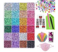 Bedazzlings Kit, 36000 Pcs Colorful DIY Resin Rhinestone Kit, 2-3 mm Gems Bedazzled Kits with Glue and Pen for Diamond Art, Clothes, Crafting, Clothing (24000, 24 Color B)