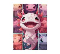 Bedbliss 500 Pieces Puzzles for Adult Wooden Jigsaw Puzzle 500 Piece Puzzle Adult Children Elderly Puzzle Pink Axolotl Puzzle Gift for Mom Dad Family Friend Home Decor Wall Art.
