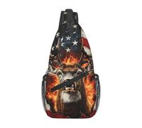 Bedbliss American Flag Deer Print Sling Bag Crossbody Shoulder Backpack Chest Bags Gym Travel Hiking Casual Daypack