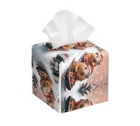 Bedbliss Christmas Capybaras Print Leather Tissue Box Holder Cover Square Organizer For Bedroom Dresser Night Stand Office Desk