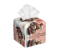 Bedbliss Christmas Capybaras Print Leather Tissue Box Holder Cover Square Organizer For Bedroom Dresser Night Stand Office Desk