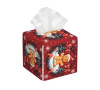 Bedbliss Christmas Gingerbread Print Leather Tissue Box Holder Cover Square Organizer For Bedroom Dresser Night Stand Office Desk