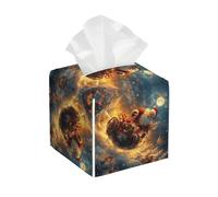 Bedbliss Christmas Print Leather Tissue Box Holder Cover Square Organizer For Bedroom Dresser Night Stand Office Desk