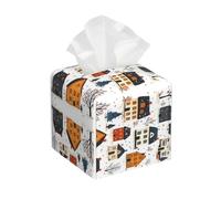 Bedbliss Christmas Print Leather Tissue Box Holder Cover Square Organizer For Bedroom Dresser Night Stand Office Desk