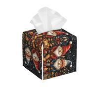 Bedbliss Christmas Print Leather Tissue Box Holder Cover Square Organizer For Bedroom Dresser Night Stand Office Desk