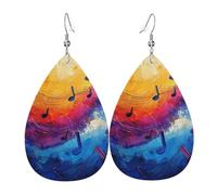 Bedbliss Colorful Music Notes Print Earrings For Women Leather Teardrop Dangle Earrings Jewelry Accessories