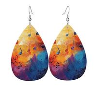 Bedbliss Colorful Music Notes Print Earrings For Women Leather Teardrop Dangle Earrings Jewelry Accessories