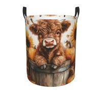 Bedbliss Cute Highland Cow Print Laundry Basket For Storage Bins Gift Baskets Bedroom Clothes Hamper