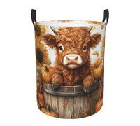 Bedbliss Cute Highland Cow Print Laundry Basket For Storage Bins Gift Baskets Bedroom Clothes Hamper