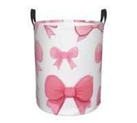 Bedbliss Cute Pink Bow Print Laundry Basket For Storage Bins Gift Baskets Bedroom Clothes Hamper