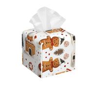 Bedbliss Gingerbread Christmas Print Leather Tissue Box Holder Cover Square Organizer For Bedroom Dresser Night Stand Office Desk