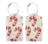Bedbliss Merry Christmas Print Luggage Tags, Leather Stainless Steel Loop Label Tag for Travel Bag Suitcase