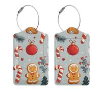 Bedbliss Merry Christmas Print Luggage Tags, Leather Stainless Steel Loop Label Tag for Travel Bag Suitcase