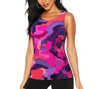 Bedbliss Purple Camo Print Workout Tank Tops for Women Sleeveless Loose Fit Running Tank Tops