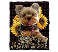 BEDBLK 3D Yorkshire Terrier Blanket Super Soft Flannel Fleece Throw Blanket for Sofa Couch Bed Lightweight Warm Cozy Travel Office Blankets (Sunflower Yorkshire, 80'' x 60'')