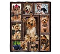 BEDBLK 3D Yorkshire Terrier Blanket Super Soft Flannel Fleece Throw Blanket for Sofa Couch Bed Lightweight Warm Cozy Travel Office Blankets (Yorkshire Terrier, 80'' x 60'')