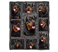 BEDBLK Rottweiler Blanket Soft Warm Flannel Plush Throw Blanket for Bed Sofa Couch Lightweight Cozy Travel Camping Blankets (Pattern 1, 60'' x 50'')