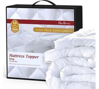 Bedbric 10Cm Thick Quilted White Rectangular Microfiber Hotel Quality Mattress Topper King