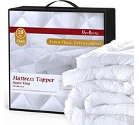 Bedbric 10Cm Thick Quilted White Rectangular Microfiber Hotel Quality Mattress Topper Super King