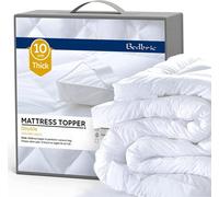 Bedbric 4 Inch Thick Double Bed Mattress Topper Soft & Fluffy Quilted White Hypoallergenic With Elastic Straps