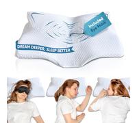 Bedbric Memory Foam Ergonomic Pillow - Orthopedic Pillow for Side, Back & Stomach Sleepers - Cooling Gel Infused with Hypoallergenic & Machine Washable - Pillows for neck and shoulder pain - 63×40