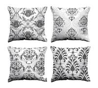 Bedbric Set of 4 Grey Cushion Covers 40 x 40 CM - Double Sided Cushion Cover with Invisible Zipper - Geometric Grey Cushions for Sofa Bedroom, Living Room and Home Decor