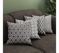 Bedbric Set of 4 Grey Cushion Covers 40 x 40 CM - Double Sided Cushion Cover with Invisible Zipper - Geometric Grey Cushions for Sofa Bedroom, Living Room and Home Decor