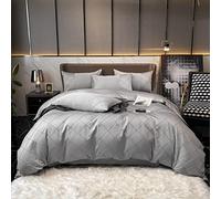 Bedding 1000TC Egyptian Cotton Twin King Duvet Cover Check Bed Sheet Set Pillowcases (Color : (A Queen size 4pcs)