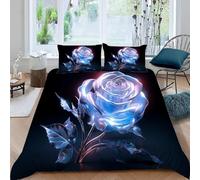 Bedding 155X220 Cm Single Rose Flower Duvet Cover Set 3D Printed Quilt Duvet Cover With Zipper Closure For Teens And Adults Ultra Soft Microfiber Bedding（2 Pillowcases 50X75Cm） -260C307Z695K