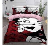 Bedding 200X200, BETTY BOOP Duvet Cover Set and 2 Pillowcases 80x80cm, 3 Piece Soft Fluffy Bedding Set with Zipper (220x230cm(King),Cute 03)