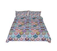 Bedding 3D Colorful Bohemian Mandala Duvet Cover Turkish Style 2/3 Piece Set Polyester Blue Green Purple Ladies Bedding Set Easy Care (Style 2, Double)