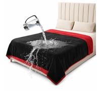 Bedding Aid King Size Waterproof Blanket - Spill-Proof, Water-Resistant Flannel Blanket for Bed, Couch, Kids & Pets Protection, Reversible Cozy Design (Passion Red & Midnight Black, 90x108)