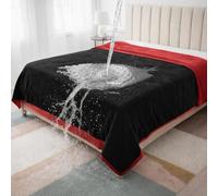 Bedding Aid Queen Size Waterproof Blanket - Stain-Proof, Spill-Proof Flannel Blanket for Bed, Couch, Kids & Pets Protection, Reversible Splash-Proof Design (Passion Red & Midnight Black, 80x90)