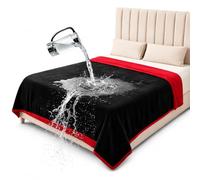 Bedding Aid Waterproof Throw Blanket - Leakproof, Spill-Proof Flannel Blanket for Bed, Couch, Kids & Pets Protection, Reversible Water-Proof Design (Passion Red & Midnight Black, Throw)