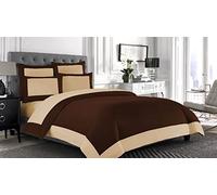 Bedding Attire 1 Piece Designer Border Reversible Duvet Cover Egyptian Cotton 600 TC UK Emperor Size and Coffee/Beige Color