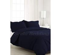 Bedding Attire 3 Piece Plain Duvet Cover Set Egyptian Cotton 600 TC UK Emperor Size and Dark blue Color