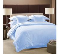 Bedding Attire 3 Piece Stripe Duvet Cover Set Egyptian Cotton 600 TC UK Single Size and Light blue Color