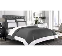 Bedding Attire 4 Piece Designer Reversible Duvet Cover Set with Fitted Sheet Egyptian Cotton 600 TC UK Super King Size and Gray/White Color