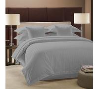Bedding Attire 5 Piece Stripe Duvet Cover Set Egyptian Cotton 600 TC UK Emperor Size and Silver Color