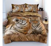 Bedding Baby Duvet Cover Sets - Soft Microfibre Polyester Duvet Cover - Easy Care Quilt Cover Bedding Set with 2 Pillow cases - Yellow Tiger, Baby (120 cm x 150 cm)