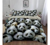 Bedding Bed Set Cot-bed 120 x 150 cm, Microfiber Duvet Cover Ultrasoft 2 PCS Bedding Set With Zipper Closure, Hypoallergenic Reversible Duvet Cover With Pillowcases, Beige, Surreal Giant Panda