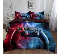 Bedding Bed Set Cot-bed 120 x 150 cm, Microfiber Duvet Cover Ultrasoft 2 PCS With Zipper Closure, Reversible Duvet Cover With Pillowcases, Dark Red, UltraRealistic LightningFast TwoTone Controller