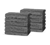 Bedding Direct Luxury Face Flannels Pack 12 | 30x30 cm Flannel Face Cloths for Washing Face | 500 GSM Egyptian Cotton Soft & Absorbent Face Towels | For Gym, Hotel & Spa - Charcoal