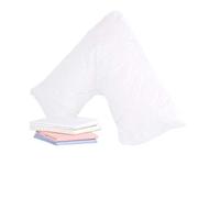 Bedding Direct UK Superior Duck Feather V-Shaped Pillow - Side Sleep Pregnancy Pillow with Polycotton Cover with Pillowcase - Support to Eliminate Neck, Back, Hip, Joint - U Shape Neck Pillow White