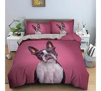 Bedding Double Bed Set Boston Terrier Duvet Cover Set King Size - 220x240cm Super Soft Microfiber 3D Printed Cute Pet Dog Boston Terrier Duvet Cover Boys Girls Bedding with 2 Pillow Cases