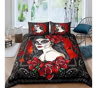 Bedding Double Bed Set Day of the Dead Double Duvet Cover, Luxury Soft Microfiber Bedding Set for Kids Teens Adult, 1 Quilt Cover 200x200 cm with Zipper and 2 Pillowcases 50x75 cm