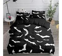 Bedding Double Bed Set Halloween Duvet Cover Set King Size - 220x240cm Super Soft Microfiber 3D Printed Halloween Bat Theme Duvet Cover Boys Girls Bedding with 2 Pillow Cases