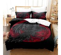 Bedding Double Bed Set Odin's Raven Duvet Cover Set King Size - 220x240cm Super Soft Microfiber 3D Printed Viking Mythology Odin Raven Duvet Cover Boys Girls Bedding with 2 Pillow Cases