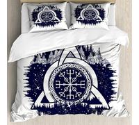 Bedding Double Bed Set Viking Duvet Cover Set King Size - 220x240cm Super Soft Microfiber 3D Printed Viking Ship Celtic Knot Compass Duvet Cover Boys Girls Bedding with 2 Pillow Cases