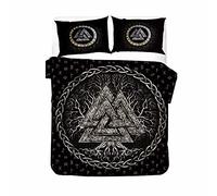 Bedding Double Bed Set Viking Mythology Duvet Cover Set King Size - 220x240cm Super Soft Microfiber 3D Printed Tree Of Life Rune Duvet Cover Boys Girls Bedding with 2 Pillow Cases